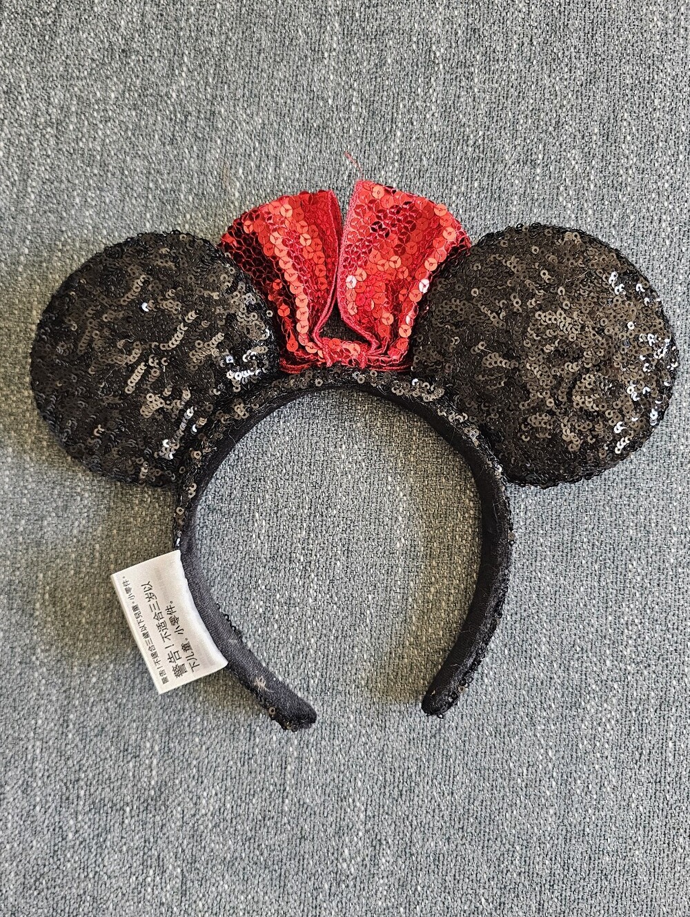 Disney Parks Minnie Mouse Black Red Sequin Bow Ear Headband - Picture 3 of 3